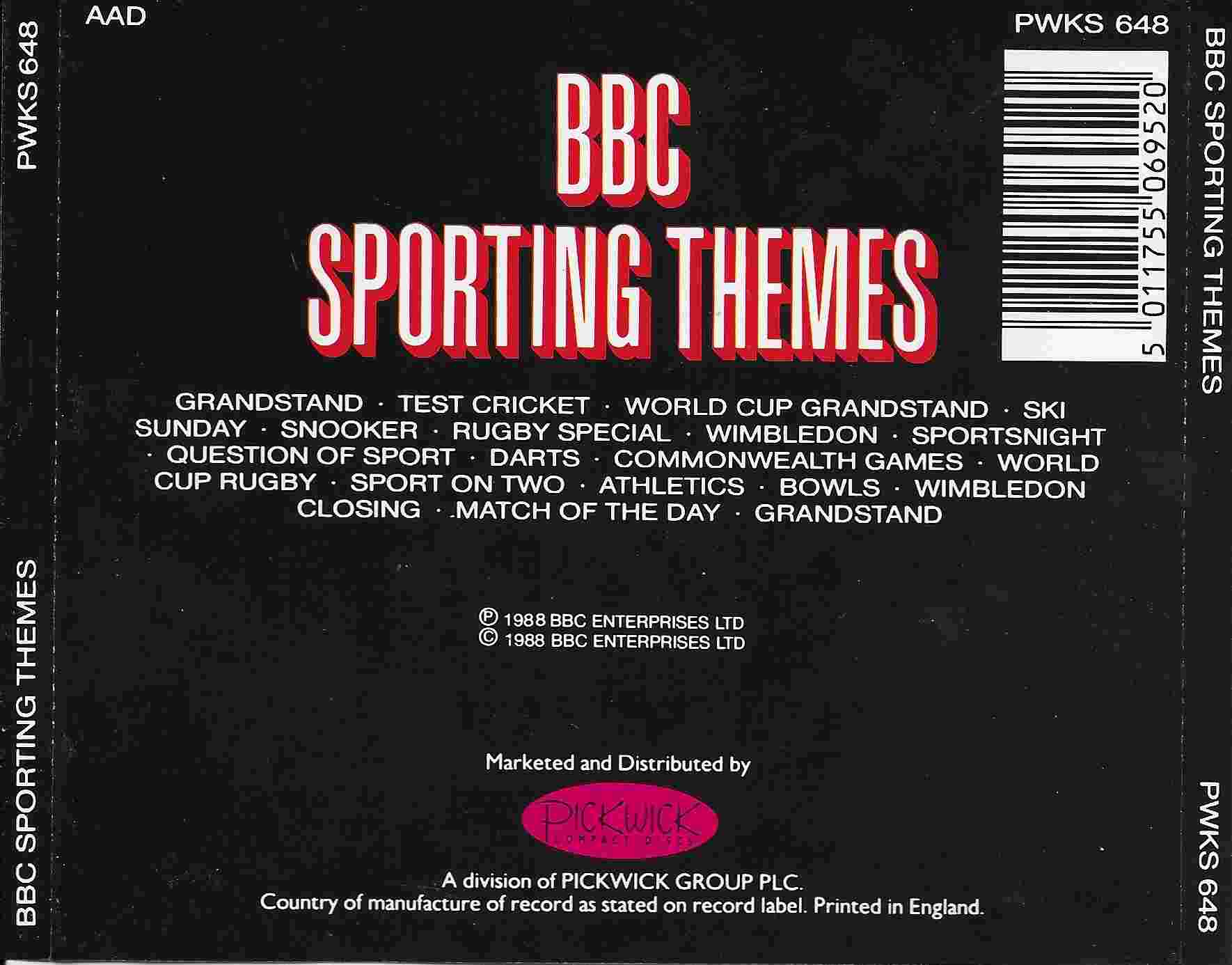 Picture of PWKS 648 BBC sporting themes by artist Various from the BBC records and Tapes library